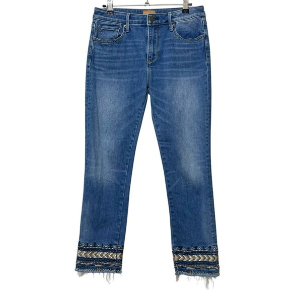 Driftwood Colette Crop Jeans Women’s Size 28 Embroidered Cuff Straight Leg - Picture 1 of 11